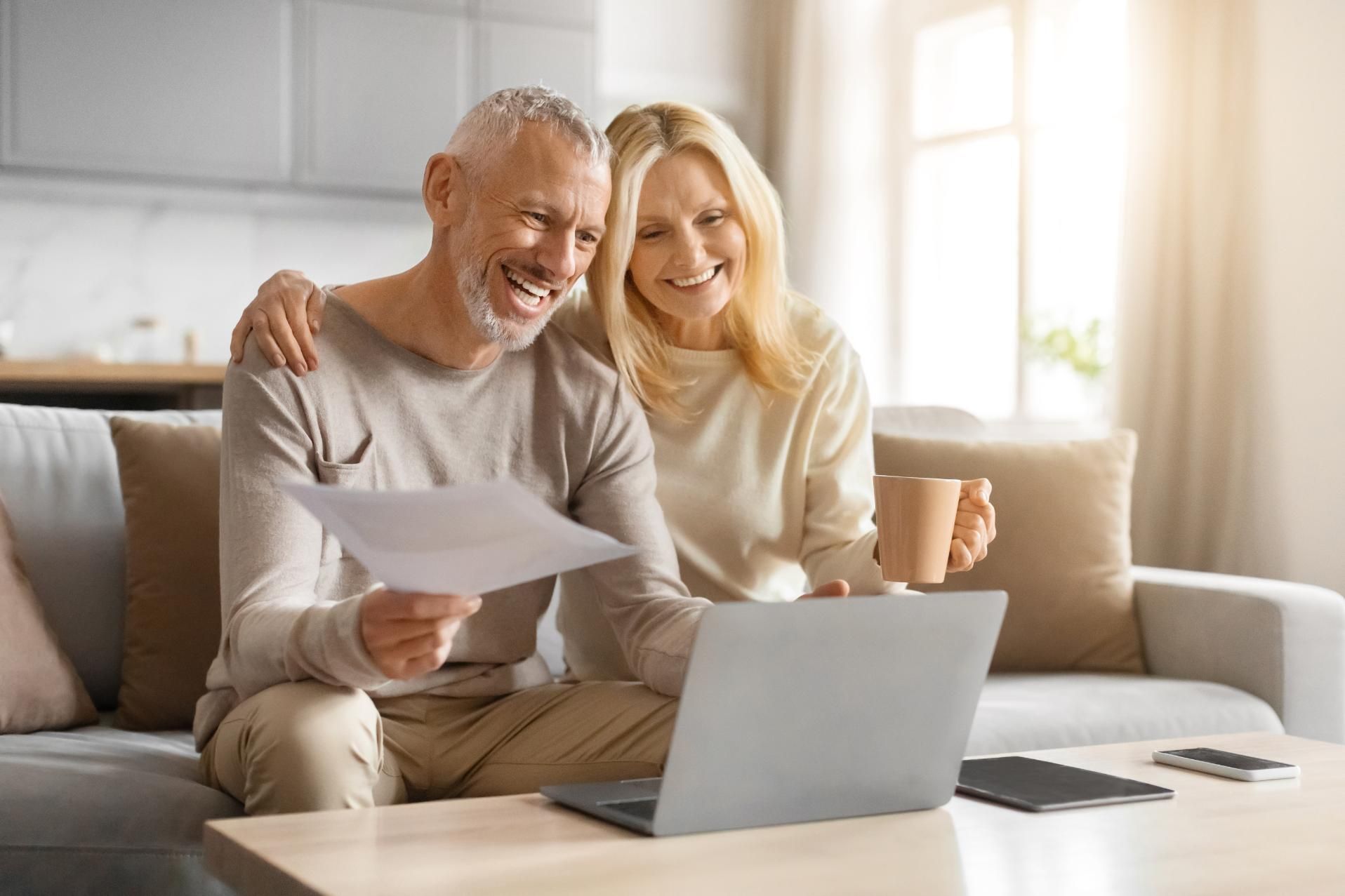 A couple reviewing insurance information together